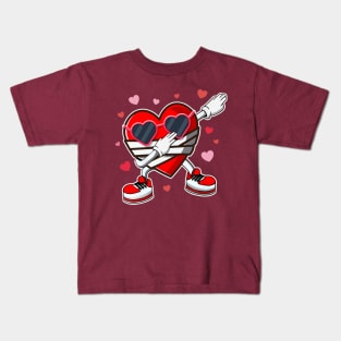 Valentines Day Dabbing Heart Kids T-Shirt